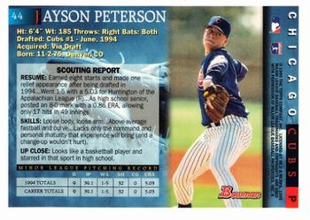 1995 Bowman #44 Jayson Peterson Back