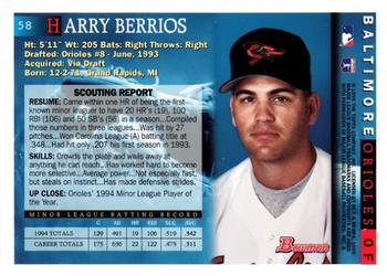 1995 Bowman #58 Harry Berrios Back