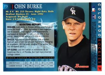 1995 Bowman #73 John Burke Back