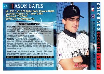 1995 Bowman #76 Jason Bates Back
