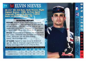 1995 Bowman #79 Melvin Nieves Back