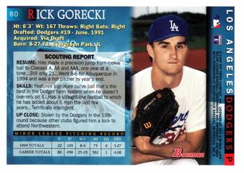 1995 Bowman #80 Rick Gorecki Back