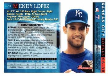 1995 Bowman #173 Mendy Lopez Back