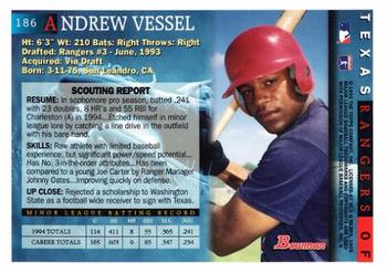 1995 Bowman #186 Andrew Vessel Back