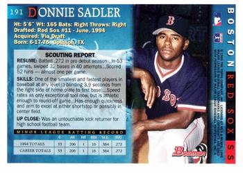 1995 Bowman #191 Donnie Sadler Back