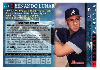 1995 Bowman #201 Fernando Lunar Back