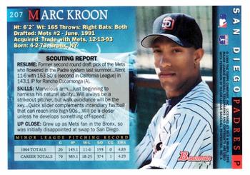1995 Bowman #207 Marc Kroon Back