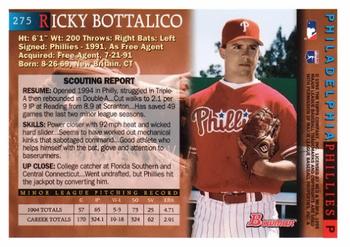 1995 Bowman #275 Ricky Bottalico Back