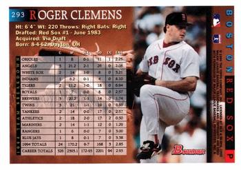 1995 Bowman #293 Roger Clemens Back