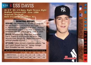 1995 Bowman #428 Russ Davis Back