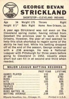 1960 Leaf #30 George Strickland Back