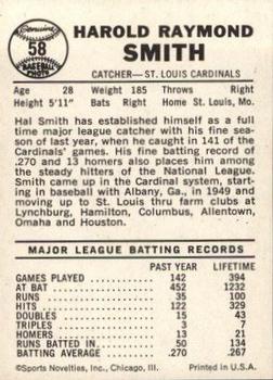 1960 Leaf #58 Hal Smith Back