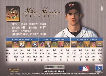 1995 Select Certified #9 Mike Mussina Back