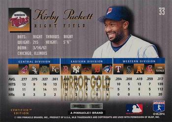 1995 Select Certified - Mirror Gold #33 Kirby Puckett Back