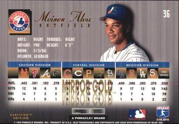1995 Select Certified - Mirror Gold #36 Moises Alou Back
