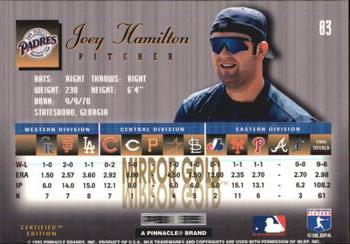 1995 Select Certified - Mirror Gold #83 Joey Hamilton Back
