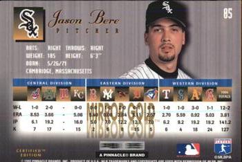 1995 Select Certified - Mirror Gold #85 Jason Bere Back