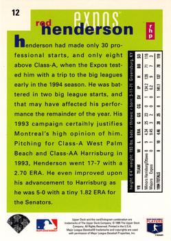 1995 Collector's Choice #12 Rod Henderson Back