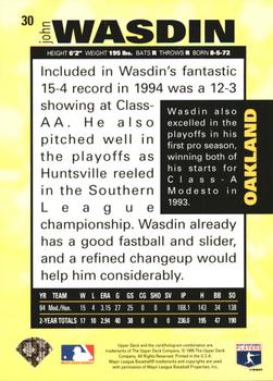 1995 Collector's Choice - Gold Signature #30 John Wasdin Back