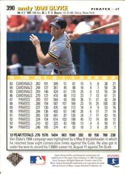 1995 Collector's Choice - Gold Signature #390 Andy Van Slyke Back