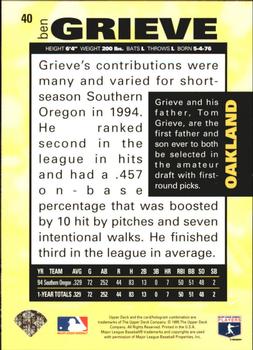 1995 Collector's Choice - Silver Signature #40 Ben Grieve Back