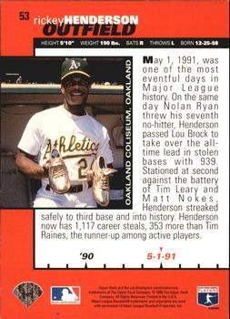 1995 Collector's Choice - Silver Signature #53 Rickey Henderson Back