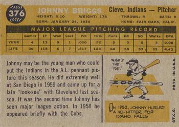 1960 Topps #376 Johnny Briggs Back