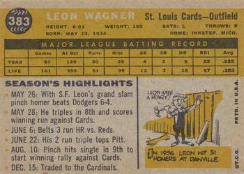 1960 Topps #383 Leon Wagner Back