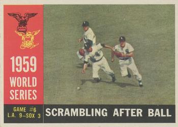 1960 Topps #390 World Series Game #6 - Scrambling After Ball Front