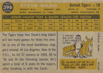 1960 Topps #396 Steve Bilko Back