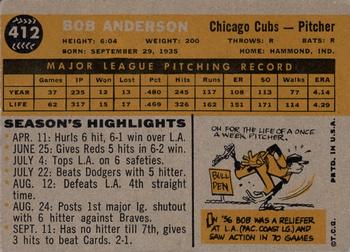 1960 Topps #412 Bob Anderson Back