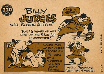 1960 Topps #220 Billy Jurges Back
