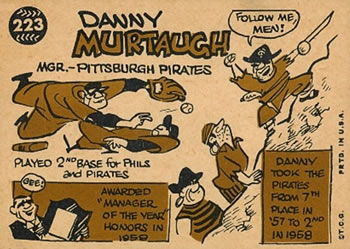 1960 Topps #223 Danny Murtaugh Back