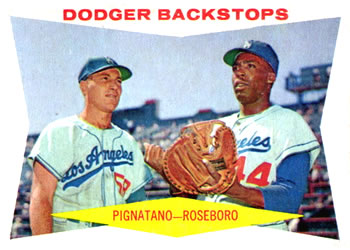 1960 Topps #292 Dodger Backstops (Joe Pignatano / John Roseboro) Front