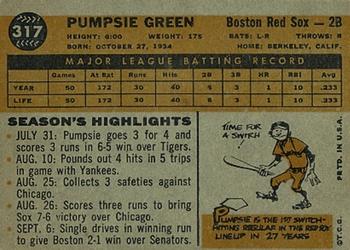 1960 Topps #317 Pumpsie Green Back
