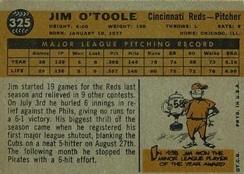 1960 Topps #325 Jim O'Toole Back