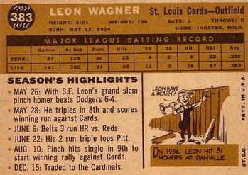 1960 Topps #383 Leon Wagner Back