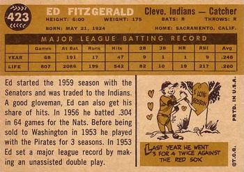1960 Topps #423 Ed Fitz Gerald Back