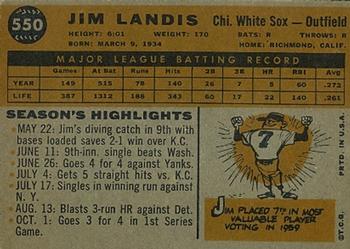 1960 Topps #550 Jim Landis Back