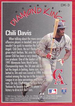 1995 Donruss - Diamond Kings #DK-3 Chili Davis Back