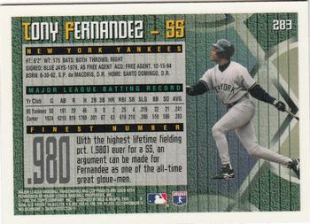 1995 Finest #283 Tony Fernandez Back