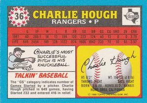 1988 Topps UK Minis #36 Charlie Hough Back