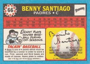 1988 Topps UK Minis #66 Benny Santiago Back