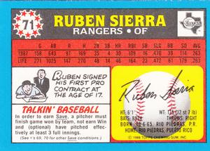 1988 Topps UK Minis #71 Ruben Sierra Back