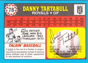1988 Topps UK Minis #78 Danny Tartabull Back