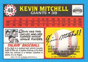 1988 Topps UK Minis - Collector's Edition (Tiffany) #48 Kevin Mitchell Back