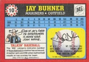 1989 Topps UK Minis #10 Jay Buhner Back
