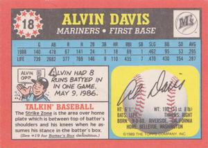 1989 Topps UK Minis #18 Alvin Davis Back