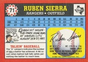 1989 Topps UK Minis #71 Ruben Sierra Back