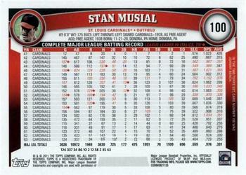 2011 Topps #100 Stan Musial Back